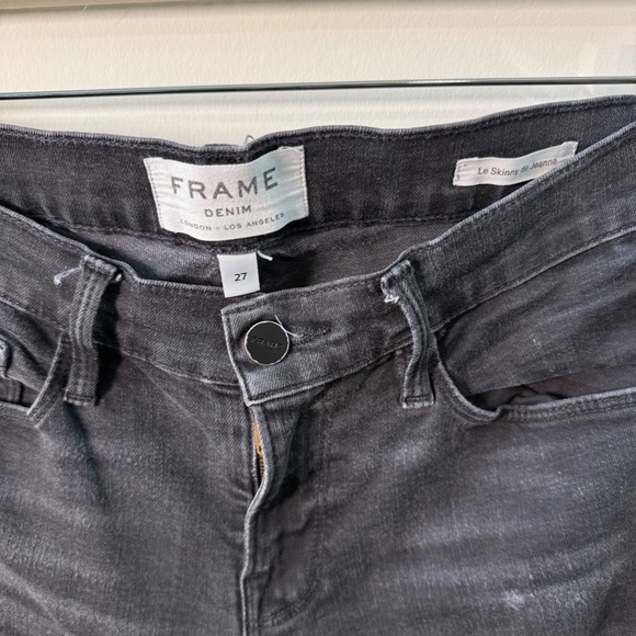 FRAME Denim “Le Skinny de Jeanne” Distressed Jeans – Washed Black (Size 27) - Picture 4 of 8